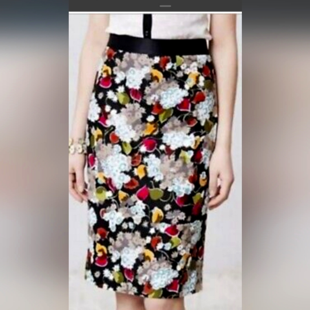 Anthropologie Girls from Savoy Womens Floral Pencil Skirt Size 6